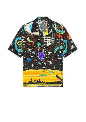 Palm Angels Starry Night Bowling Shirt in Black & Multi - Black. Size 46 (also in 48, 50, 52).