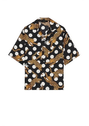 Amiri Leopard Polka Dots Bowling Shirt in Black - Black. Size S (also in L, M, XL).