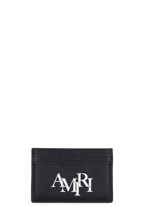 Amiri Printed Staggered Logo Card Holder in Black - Black. Size all.