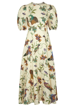 Alemais Birdie Printed Linen Midi Dress - Multicoloured - 10 (UK 10 / S)