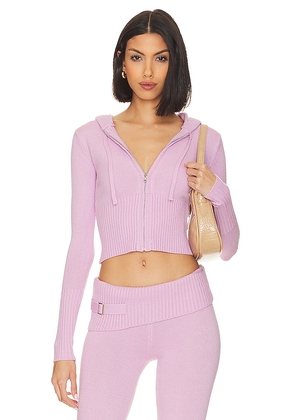 Frankies Bikinis X Revolve Aimee Cloud Knit Hoodie in Lavender. Size L.