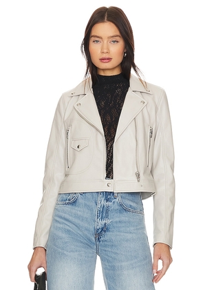 BLANKNYC Leather Jacket in White. Size L.