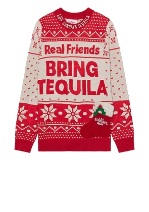 Los Sundays Real Friends Holiday Sweater in Red. Size L, M.