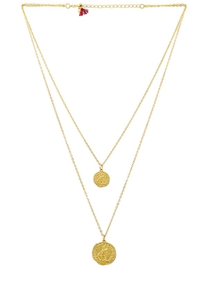 SHASHI Double Armor Necklace in Metallic Gold.