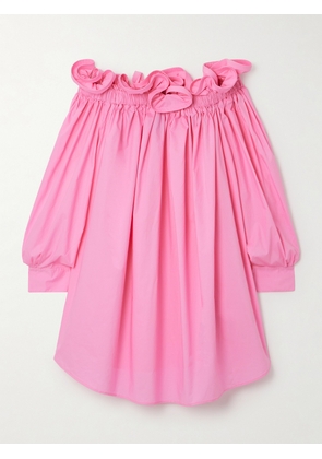 AZ Factory - + Lutz Huelle Theodora Off-the-shoulder Ruffled Cotton-poplin Mini Dress - Pink - x small,small,medium,large,x large