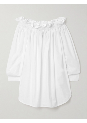 AZ Factory - + Lutz Huelle Meryl Off-the-shoulder Ruffled Cotton-poplin Blouse - White - x small,small,medium,large,x large