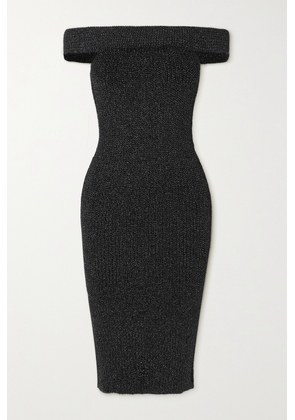 TOTEME - Driana Off-the-shoulder Metallic Ribbed-knit Dress - Black - xx small,x small,small,medium,large
