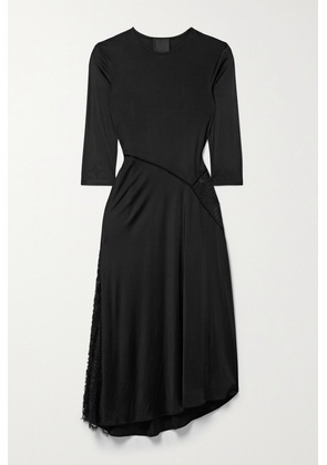 Givenchy - Asymmetric Lace-paneled Jersey Midi Dress - Black - FR34,FR36,FR38,FR40,FR42,FR44