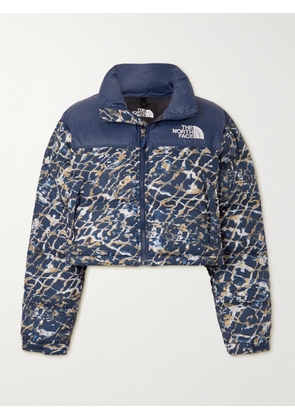 The North Face - Nuptse Reversible Cropped Embroidered Quilted Shell Down Jacket - Blue - x small,small,medium,large,x large