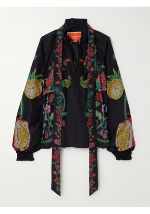 La DoubleJ - Cerere Tie-detailed Printed Silk-voile Blouse - Black - xx small,x small,small,medium,large,x large,xx large