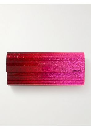 Jimmy Choo - Sweetie Leather-trimmed Dégradé Glittered Acrylic Clutch - Pink - One size