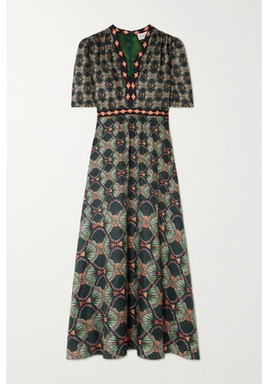 Saloni - Tabitha Printed Silk-jacquard Midi Dress - Multi - UK 4,UK 6,UK 8,UK 10,UK 12,UK 14,UK 16