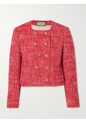 Gucci - Cropped Double-breasted Wool-blend Tweed Jacket - Red - IT40,IT42,IT44,IT46,IT48