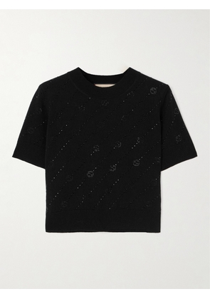 Gucci - Crystal-embellished Cashmere Cropped Top - Black - XS,S,M,L