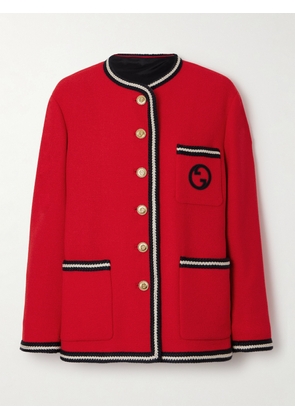 Gucci - Striped Wool-blend Tweed Jacket - Red - IT36,IT38,IT40,IT42