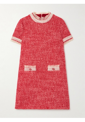 Gucci - Fringed Wool-blend Tweed Mini Dress - Red - IT38,IT40,IT42,IT44