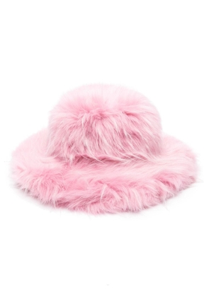 MSGM faux-fur brushed-effect bucket hat - Pink