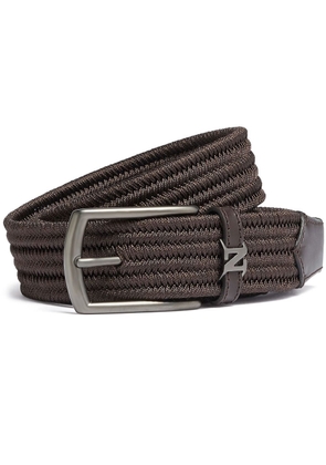 Zegna logo plaque braided belt - Brown
