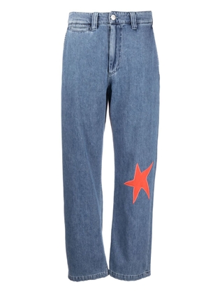 Marni star-appliqué wide-leg jeans - Blue