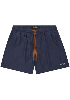 Zegna logo-print swim shorts - Blue