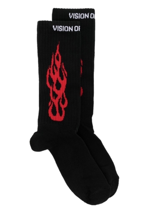 Vision Of Super flame-print socks - Black
