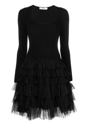 TWINSET long-sleeved tulle-skirt dress - Black