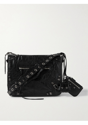 Balenciaga - Le Cagole Embellished Textured-Leather Messenger Bag - Men - Black