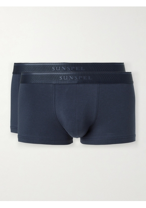Sunspel - Two-Pack Stretch-Cotton Boxer Briefs - Men - Blue - S