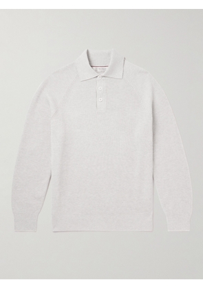 Brunello Cucinelli - Ribbed Cotton Polo Shirt - Men - Gray - IT 46