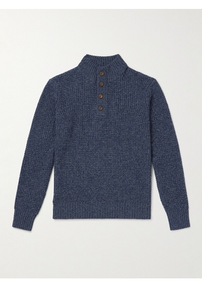 Faherty - Waffle-Knit Wool and Cashmere-Blend Sweater - Men - Blue - S