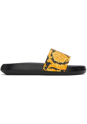 Versace Black & Gold Barocco Slides