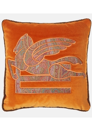 Etro Embroidered velvet cushion