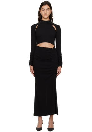 DRAE Black Cutout Midi Dress