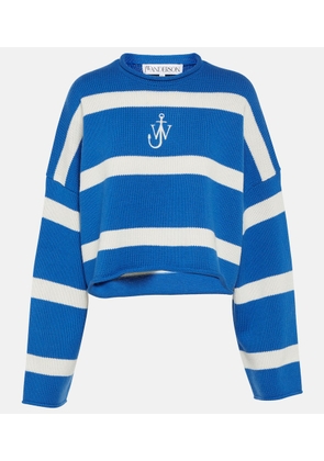 JW Anderson Striped cropped wool and cashmere sweater