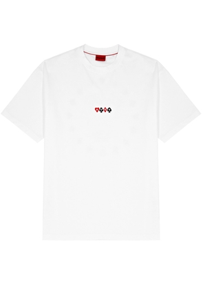 Hugo Logo-embroidered Cotton T-shirt - White