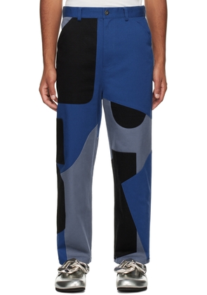 JW Anderson Navy Patchwork Fatigue Trousers