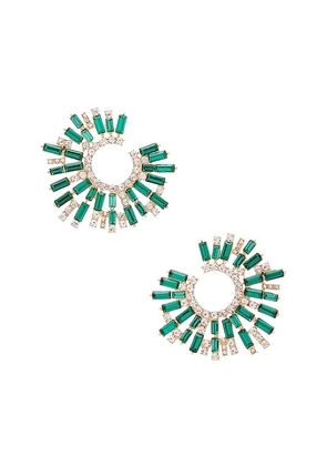 Ettika Opulent Crystal Stardust Open Circle Earrings in Green.
