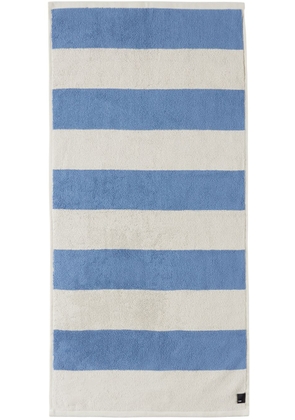 HAY Blue & Off-White Frotte Stripe Hand Towel