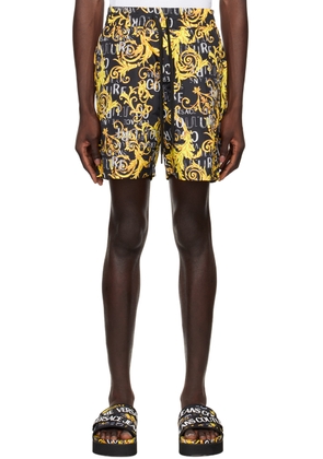 Versace Jeans Couture Black & Gold Graphic Shorts
