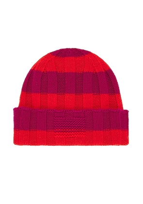 Guest In Residence The Rib Stripe Hat in Magenta & Cherry - Red. Size all.