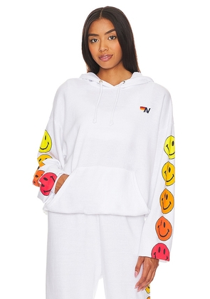 Aviator Nation Smiley Sunset Pullover Hoodie in White. Size M.