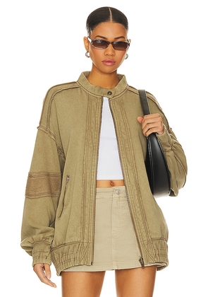 Free People Lou Moto Zip In Olive Stone in Olive. Size M, S.