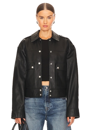 GRLFRND Jayden Leather Jacket in Black. Size L, M, XL, XS, XXS.