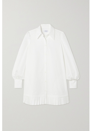 Off-White - Pleated Embroidered Cotton-poplin Mini Shirt Dress - IT38,IT40,IT42,IT44,IT46
