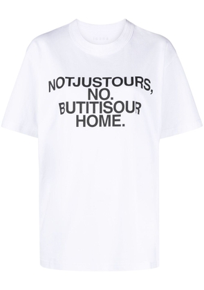 sacai slogan-print cotton T-shirt - White
