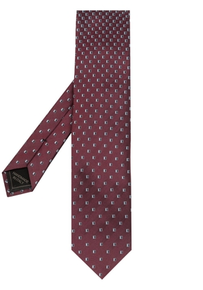 Brioni geometric-pattern silk tie - Red