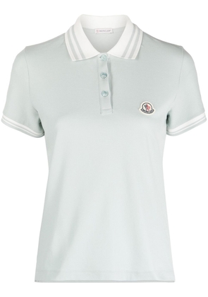 Moncler logo-patch cotton polo shirt - Blue