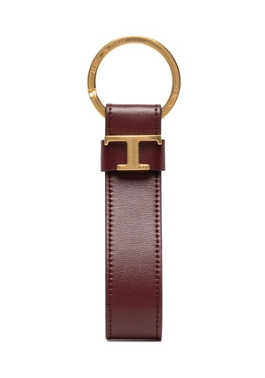 Tod's leather logo-plaque keyring - Red