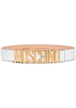 Moschino logo-embellished leather belt - White