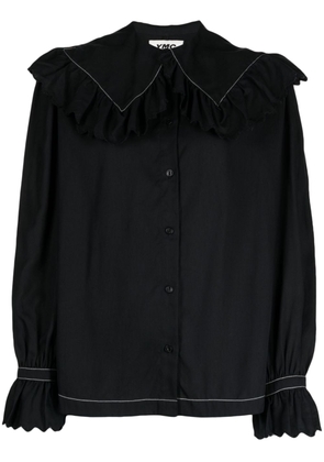 YMC Blossom ruffle-detailing shirt - Black